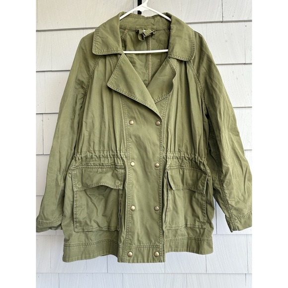 GAP Utility Army Jacket Women's L Olive Green Military Field Coat 100% Cotton - Picture 1 of 5